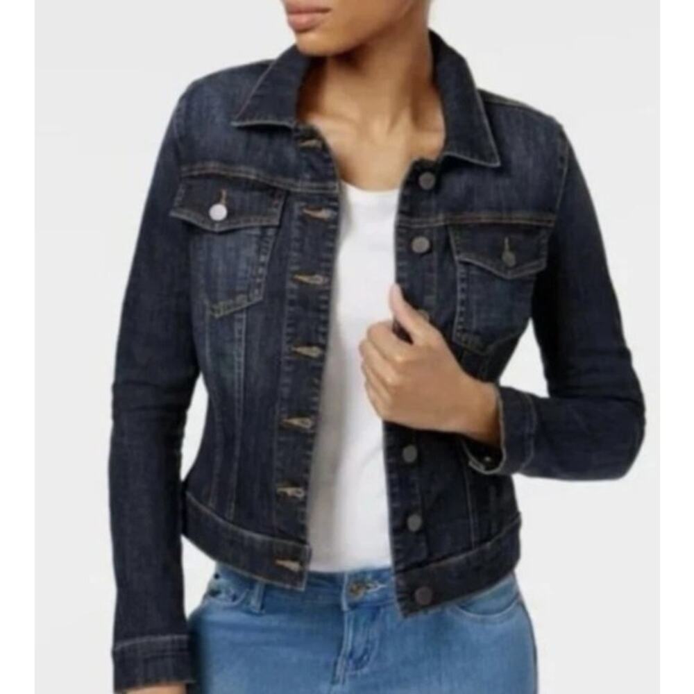 KUT from the Kloth Denim Jacket Womens Medium Amelia Denim Jacket Dark Blue NWT